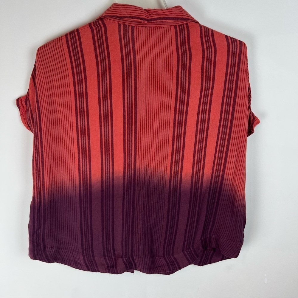 Free People Ombré Short Sleeve Button Up Shirt XS Small Oversized - Picture 6 of 8